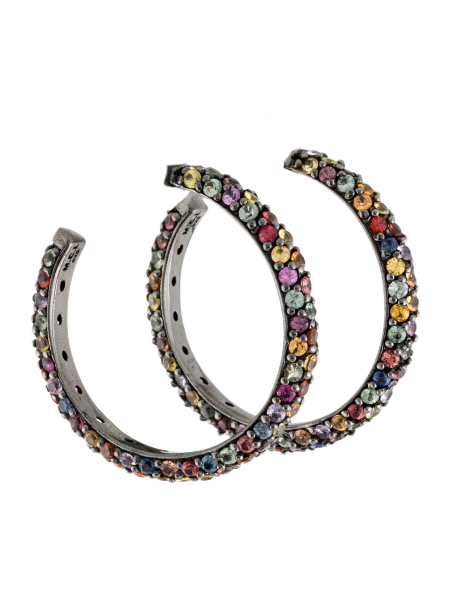 MCL by Matthew Campbell Laurenza Multicolor Sapphire Hoop Earrings