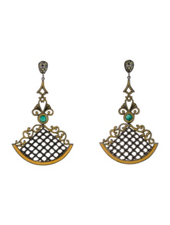 MCL by Matthew Campbell Laurenza Sapphire & Dyed Chalcedony Trellis Drop Earrings