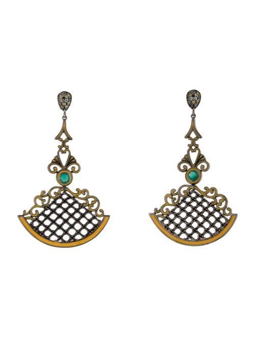 MCL by Matthew Campbell Laurenza Sapphire & Dyed Chalcedony Trellis Drop Earrings