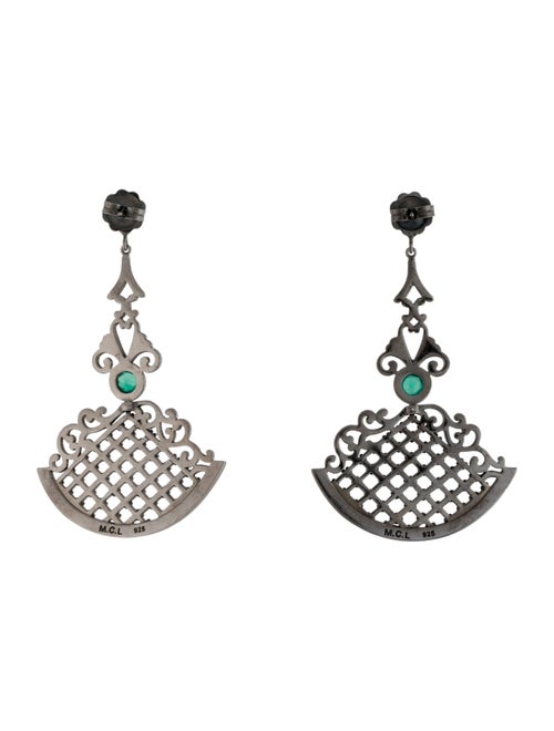 MCL by Matthew Campbell Laurenza Sapphire & Dyed Chalcedony Trellis Drop Earrings