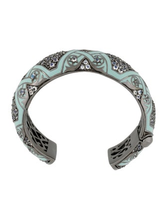 MCL by Matthew Campbell Laurenza Moonstone Labradorite & Enamel Hinged Cuff Bracelet