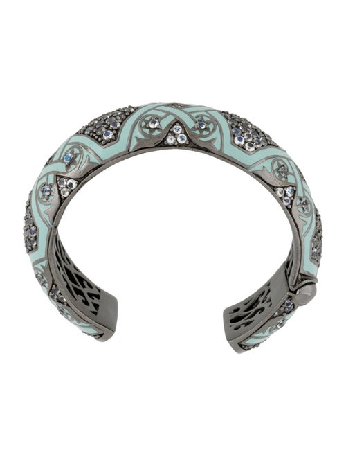 MCL by Matthew Campbell Laurenza Moonstone Labradorite & Enamel Hinged Cuff Bracelet