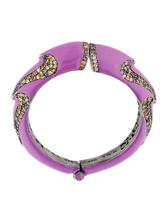 MCL by Matthew Campbell Laurenza Ruby, Sapphire & Enamel Hinged Bracelet