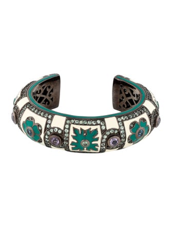 MCL by Matthew Campbell Laurenza Multistone Enamel Cuff Bangle Bracelet