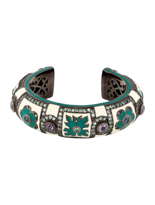 MCL by Matthew Campbell Laurenza Multistone Enamel Cuff Bangle Bracelet