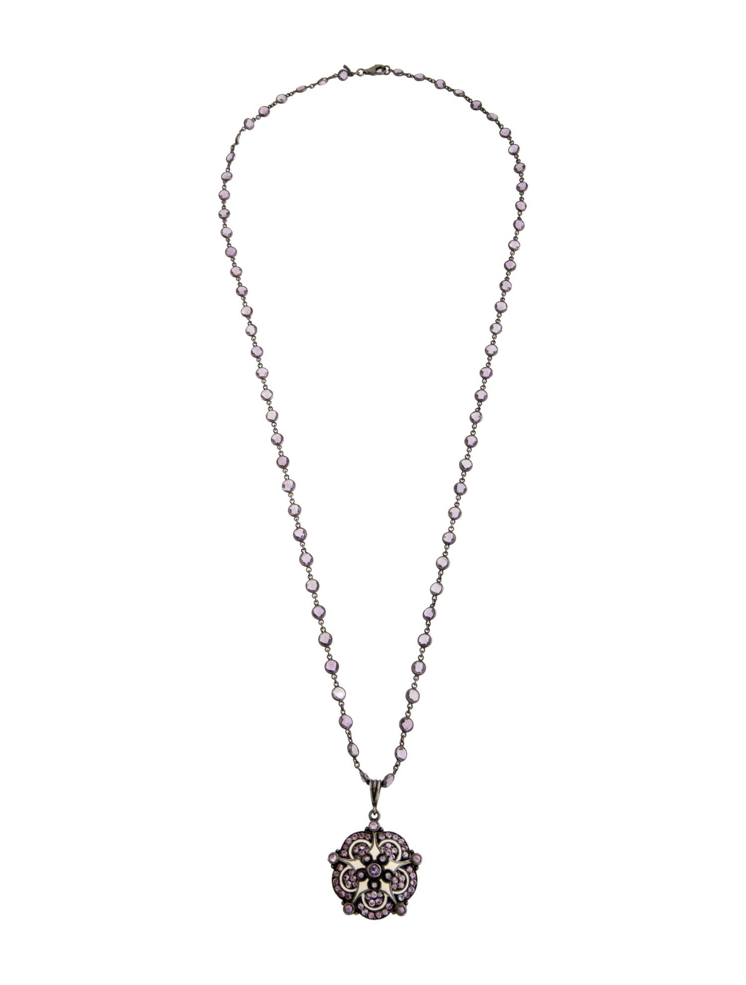 MCL by Matthew Campbell Laurenza Sapphire & Amethyst Enamel Pendant Necklace