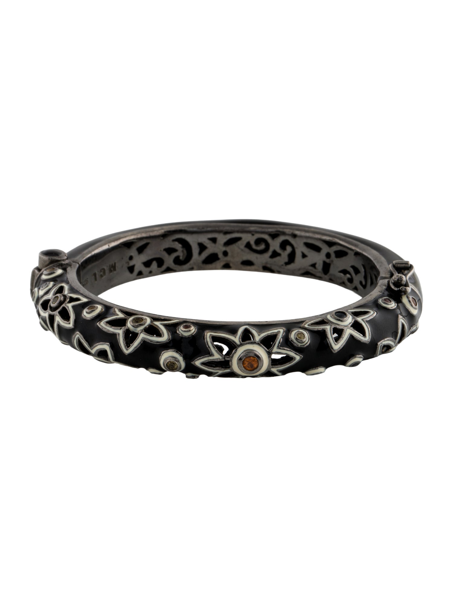 MCL by Matthew Campbell Laurenza Sapphire & Enamel Floral Bangle