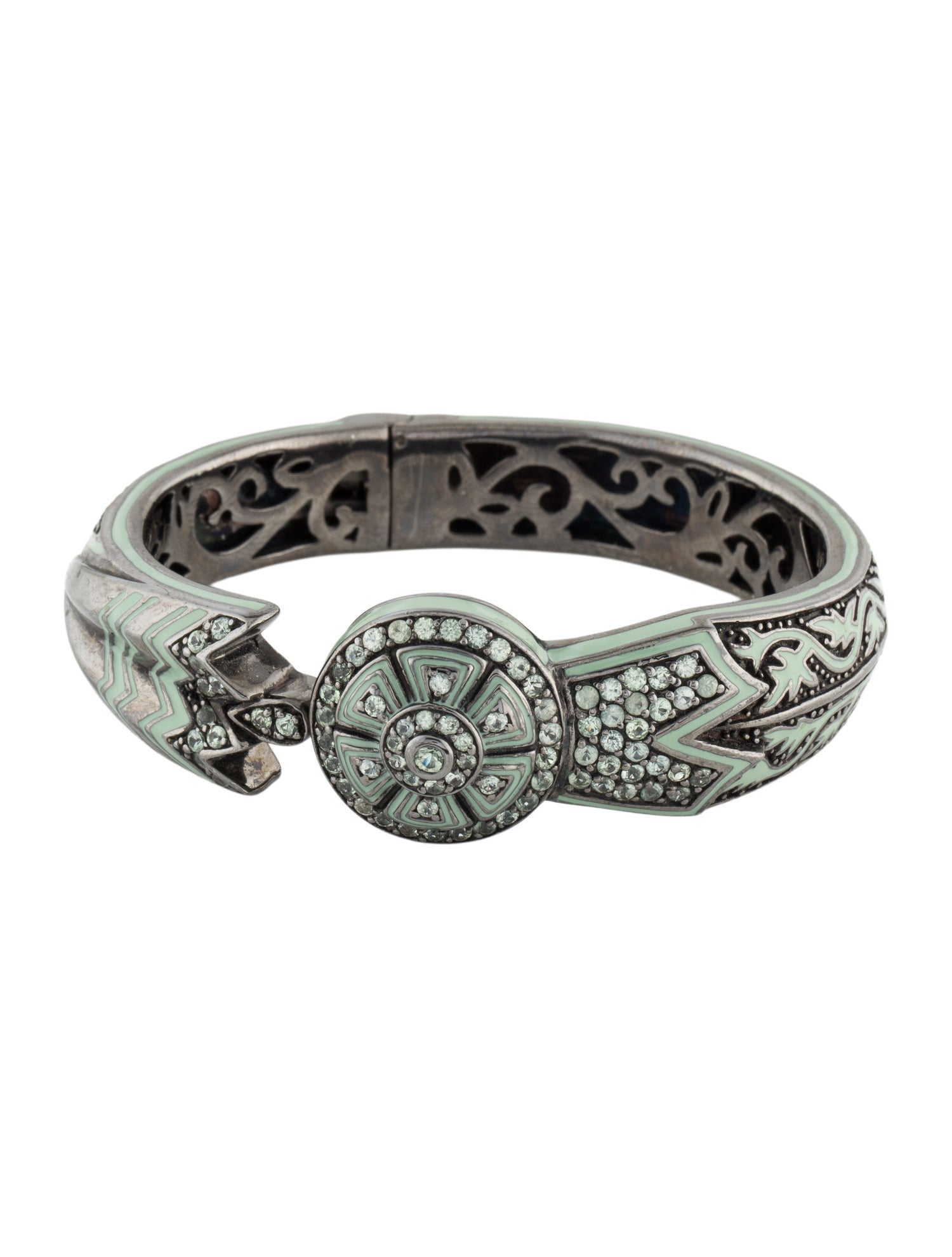 MCL by Matthew Campbell Laurenza Sapphire & Enamel Statement Hinged Bracelet