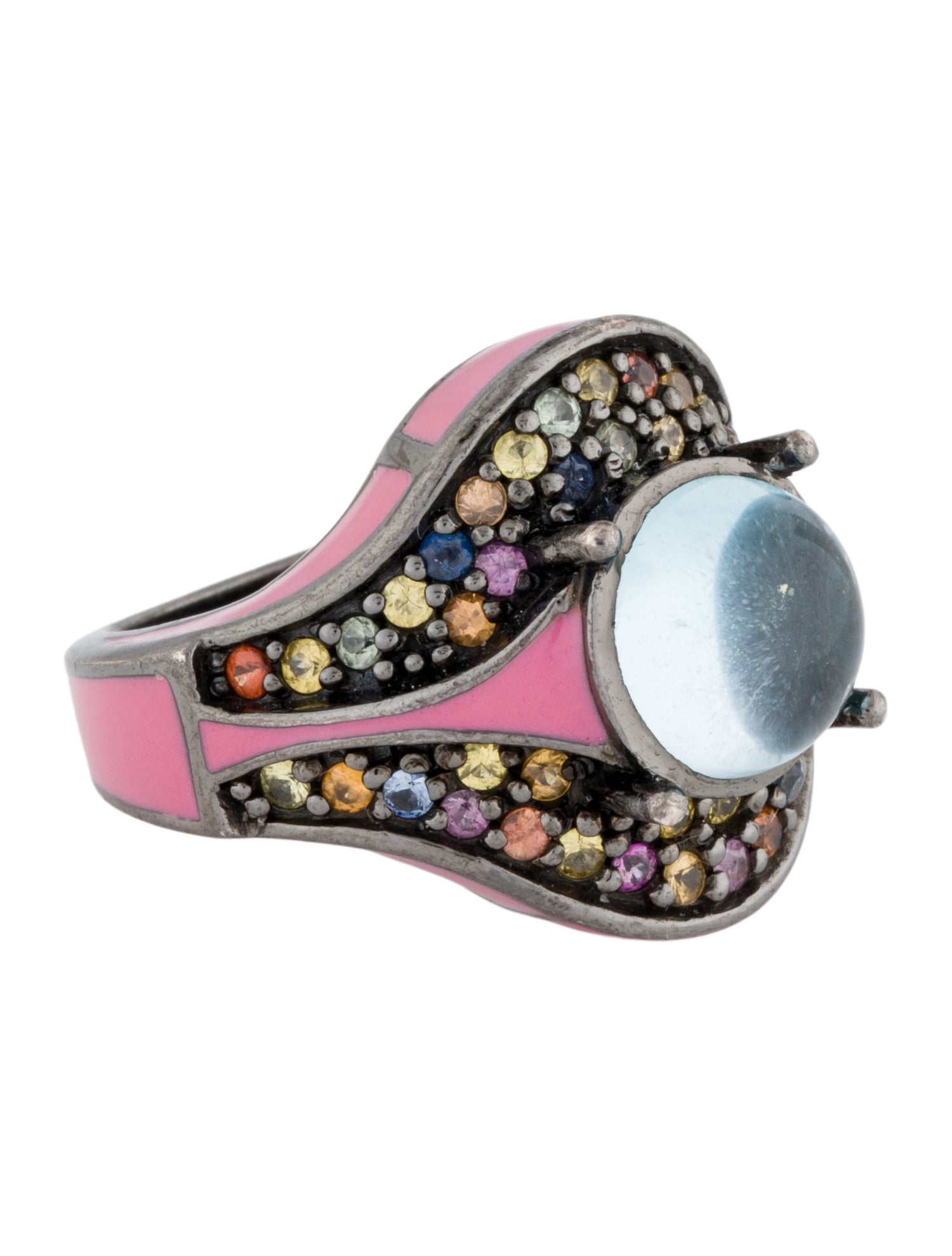 MCL by Matthew Campbell Laurenza Topaz & Sapphire Enamel Cocktail Ring