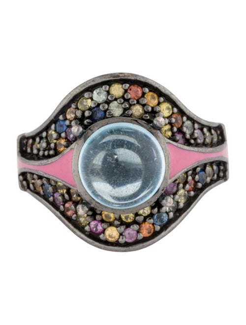 MCL by Matthew Campbell Laurenza Topaz & Sapphire Enamel Cocktail Ring