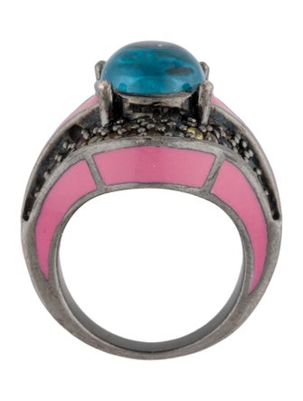MCL by Matthew Campbell Laurenza Topaz & Sapphire Enamel Cocktail Ring