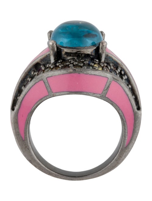 MCL by Matthew Campbell Laurenza Topaz & Sapphire Enamel Cocktail Ring
