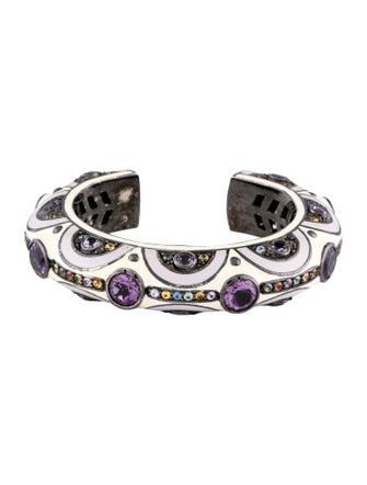 MCL by Matthew Campbell Laurenza Sapphire, Amethyst & Enamel Cuff Bracelet