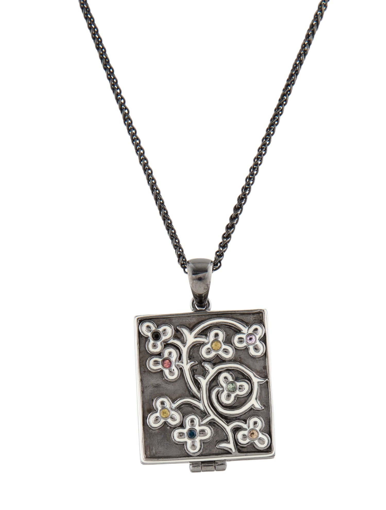 MCL by Matthew Campbell Laurenza Sapphire and Enamel Locket Pendant Necklace