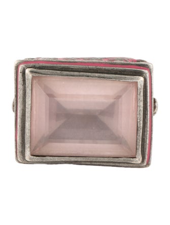 MCL by Matthew Campbell Laurenza Rose Quartz & Enamel Cocktail Ring
