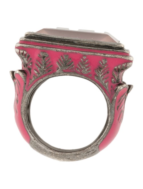 MCL by Matthew Campbell Laurenza Rose Quartz & Enamel Cocktail Ring