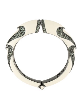 MCL by Matthew Campbell Laurenza Green Sapphire & Enamel Hinged Bracelet