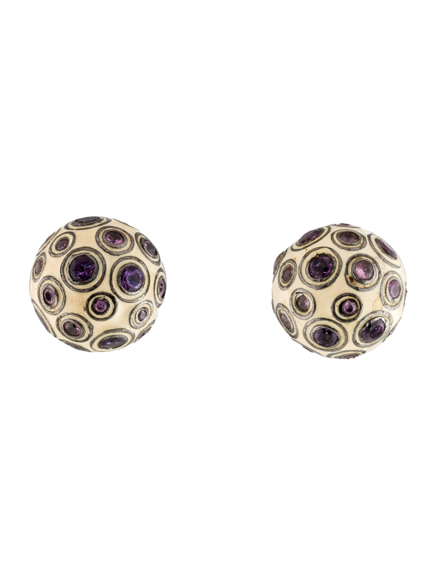 MCL by Matthew Campbell Laurenza Sapphire, Amethyst & Enamel Ball Stud Earring
