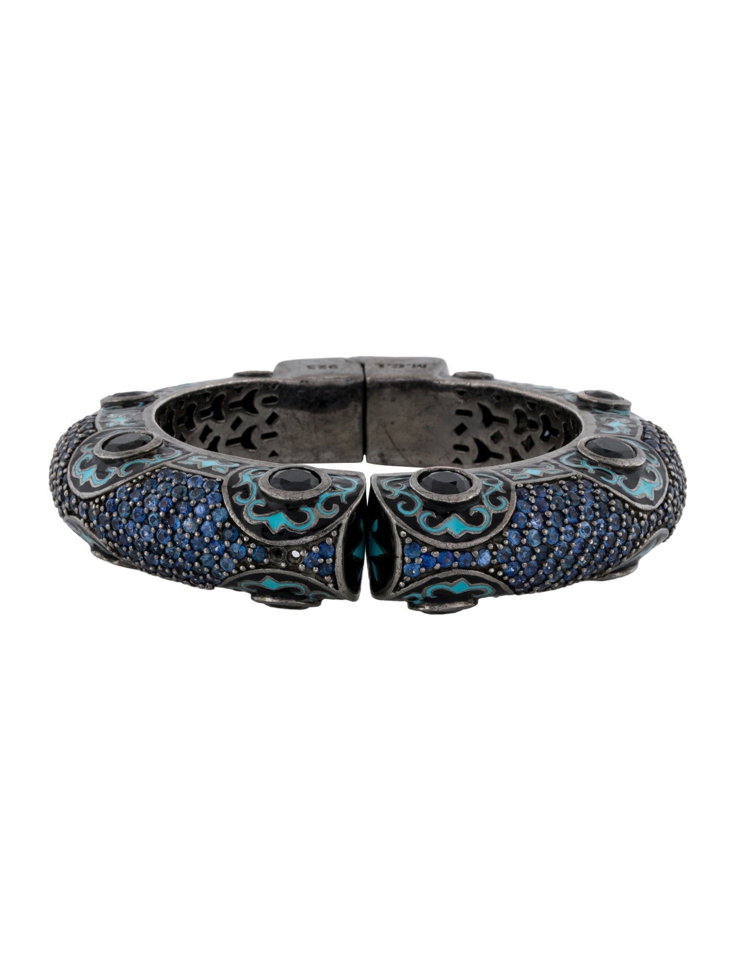 MCL by Matthew Campbell Laurenza Sapphire & Enamel Hinged Bangle