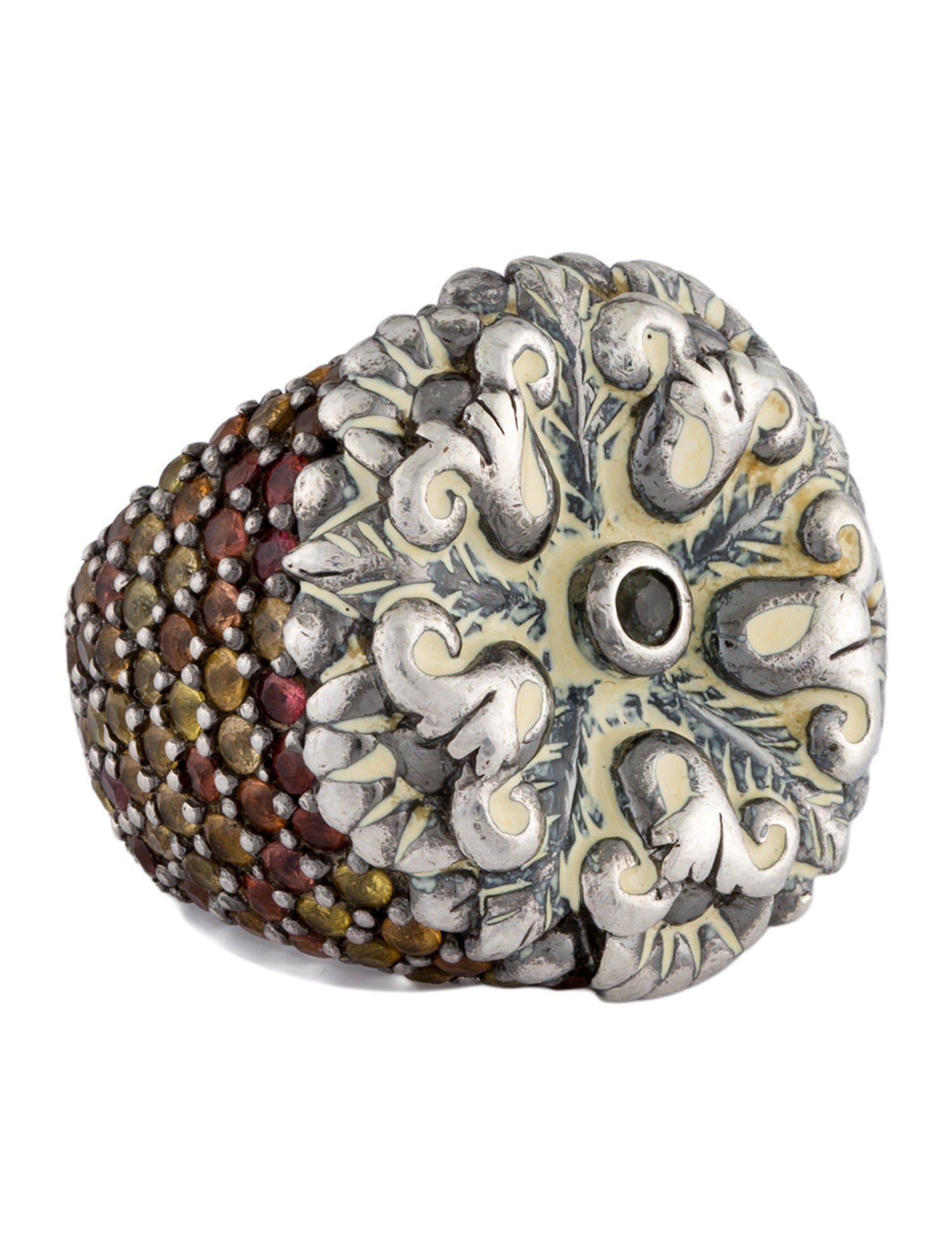 MCL by Matthew Campbell Laurenza Sapphire & Enamel Cocktail Ring