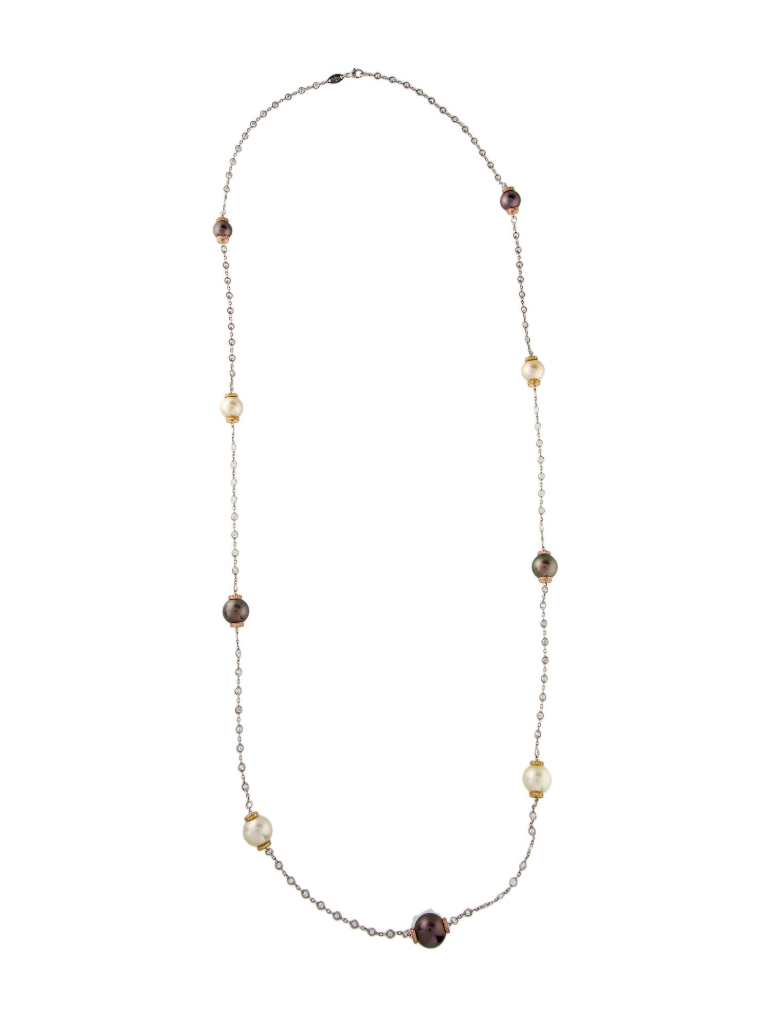 Michael Beaudry Cultured Pearl & 7.80ctw Diamond Station Necklace