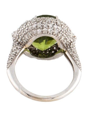 Michael Beaudry 18K 8.29ct Peridot, Diamond & Tsavorite Garnet Cocktail Ring