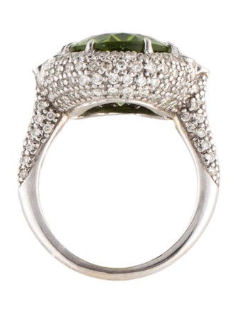 Michael Beaudry 18K 8.29ct Peridot, Diamond & Tsavorite Garnet Cocktail Ring