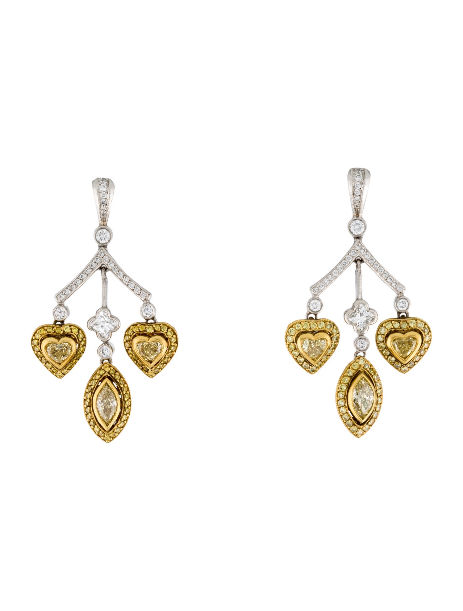 Michael Beaudry 1.90ctw Diamond Heart Chandelier Earrings