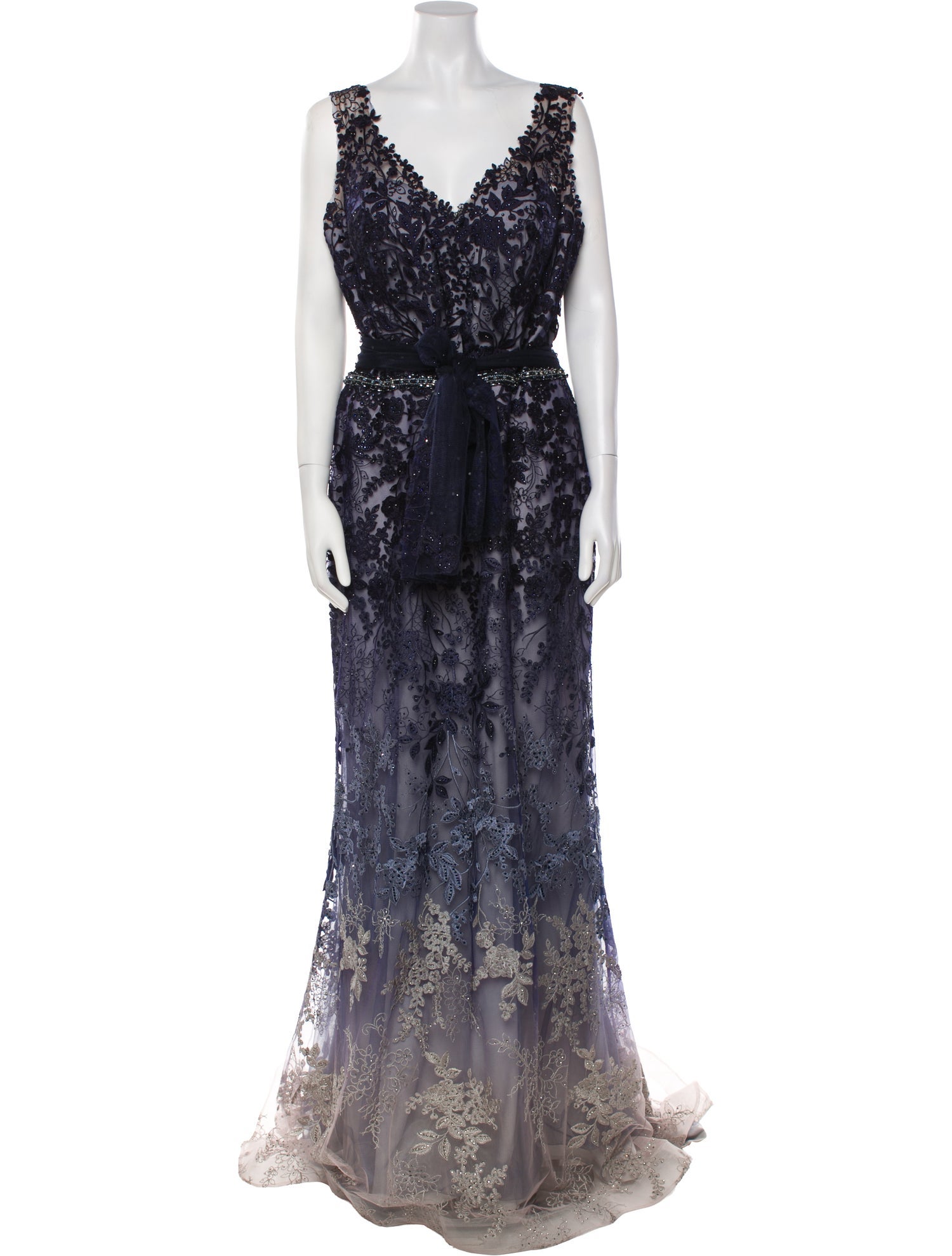 Mon Cheri Montage Lace Pattern Long Dress