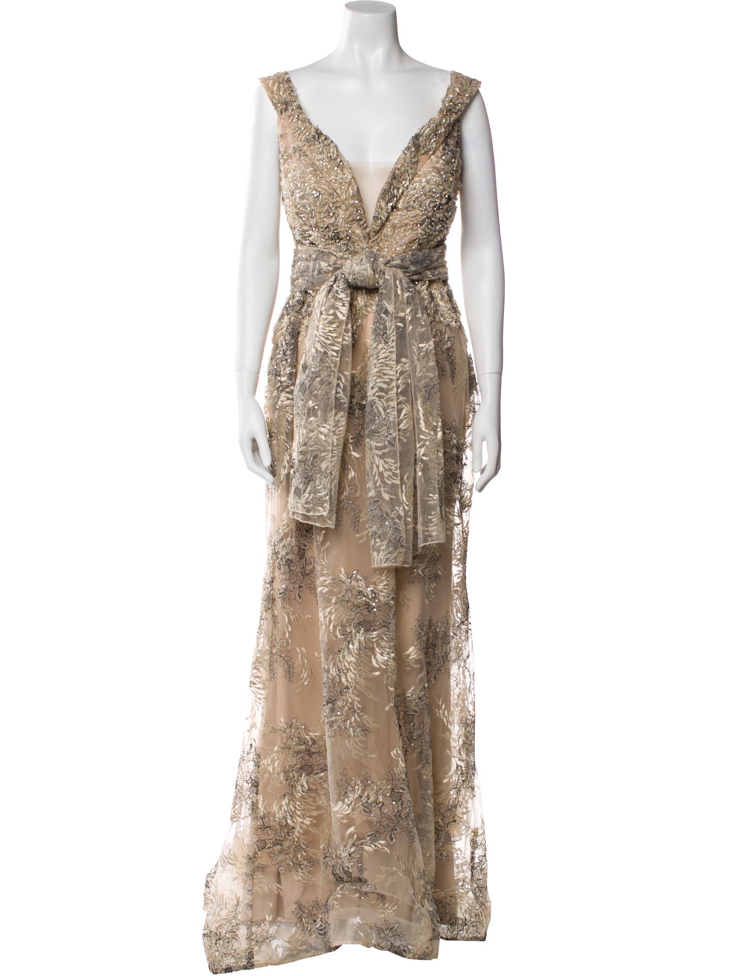 Mon Cheri Montage Lace Pattern Long Dress