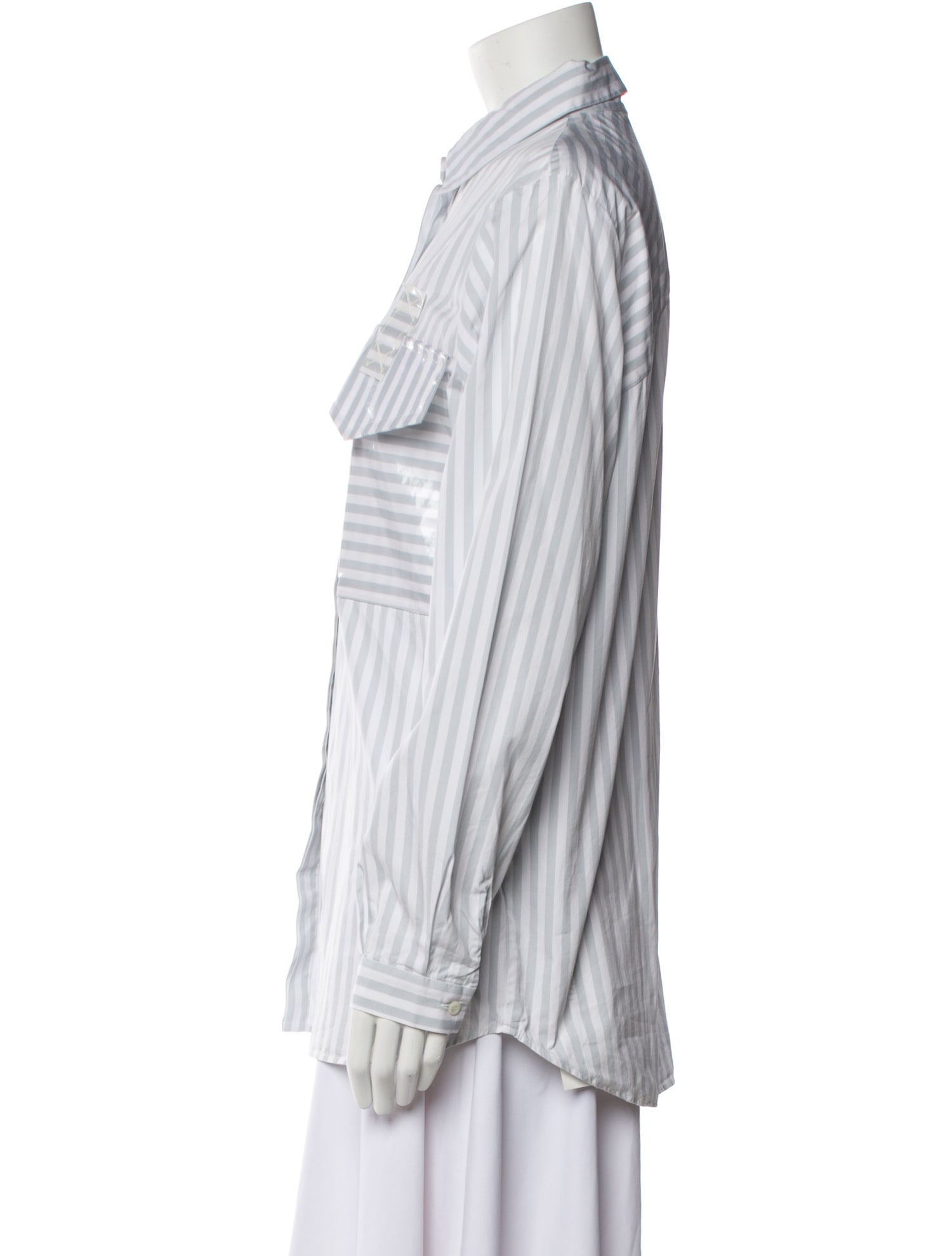 Marco De Vincenzo Striped Long Sleeve Button-Up Top