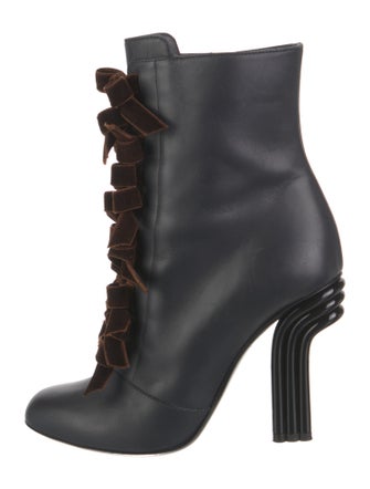 Marco De Vincenzo Leather Ruffle Embellishment Lace-Up Boots