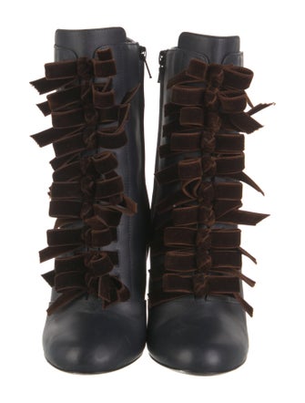 Marco De Vincenzo Leather Ruffle Embellishment Lace-Up Boots