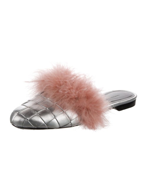 Marco De Vincenzo Patent Leather Fur Trim Mules