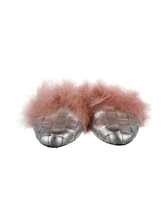 Marco De Vincenzo Patent Leather Fur Trim Mules