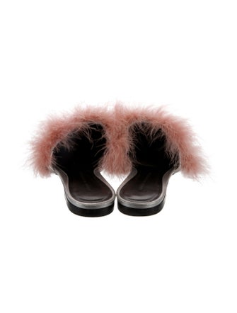 Marco De Vincenzo Patent Leather Fur Trim Mules