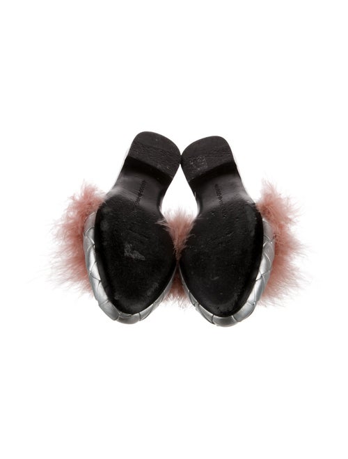 Marco De Vincenzo Patent Leather Fur Trim Mules
