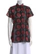 Marco De Vincenzo Polka Dot Print Mock Neck Button-Up Top