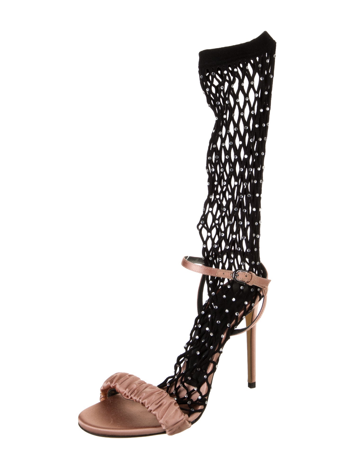 Marco De Vincenzo Satin Crystal Embellishments Gladiator Sandals