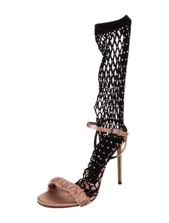 Marco De Vincenzo Satin Crystal Embellishments Gladiator Sandals