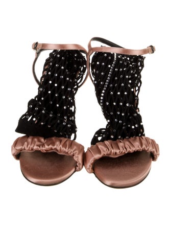 Marco De Vincenzo Satin Crystal Embellishments Gladiator Sandals