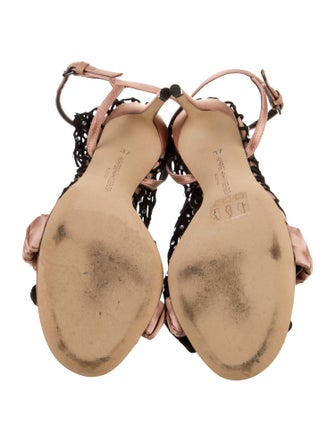 Marco De Vincenzo Satin Crystal Embellishments Gladiator Sandals