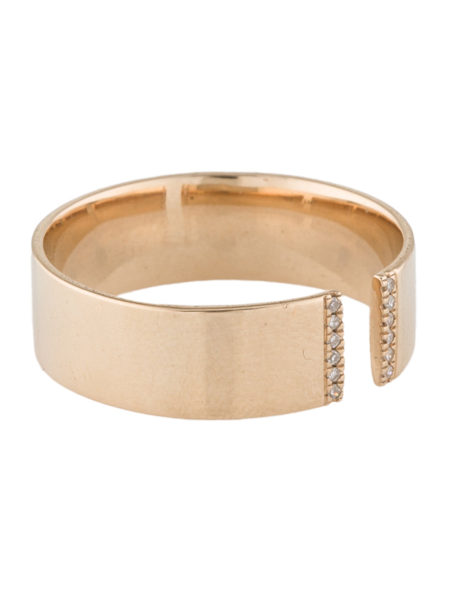 Mejuri 14K Diamond Open Cigar Band 14K Yellow Gold Band, Rings