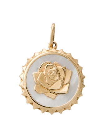 Mejuri 14K Mother of Pearl Rose Strength Coin Pendant