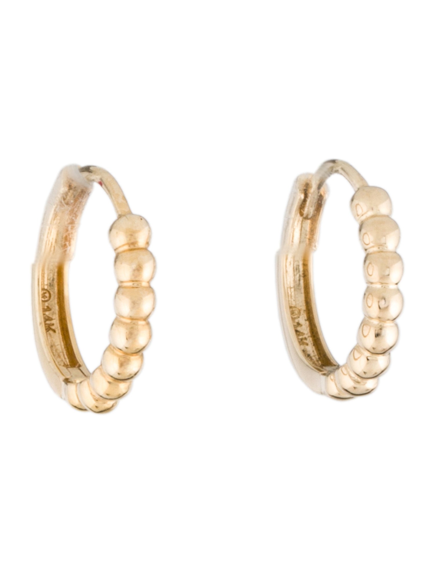 Mejuri 14K Beaded Huggie Earrings - 14K Yellow Gold Huggie