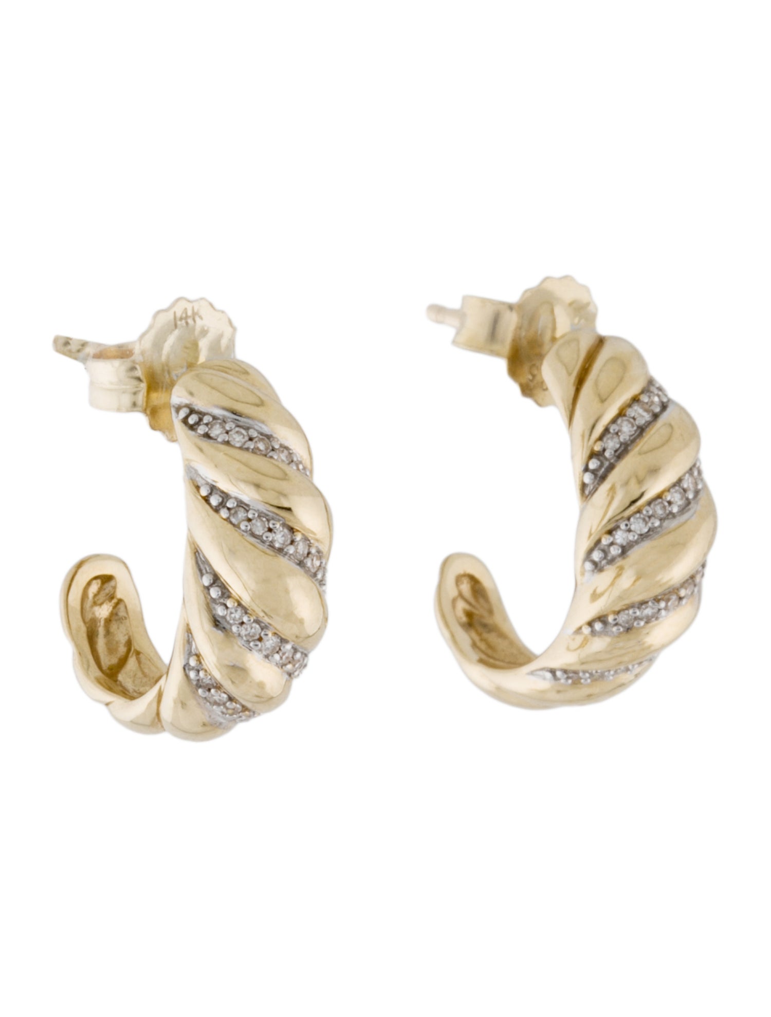 Mejuri 14K Pavé Diamond Croissant Dôme Hoops