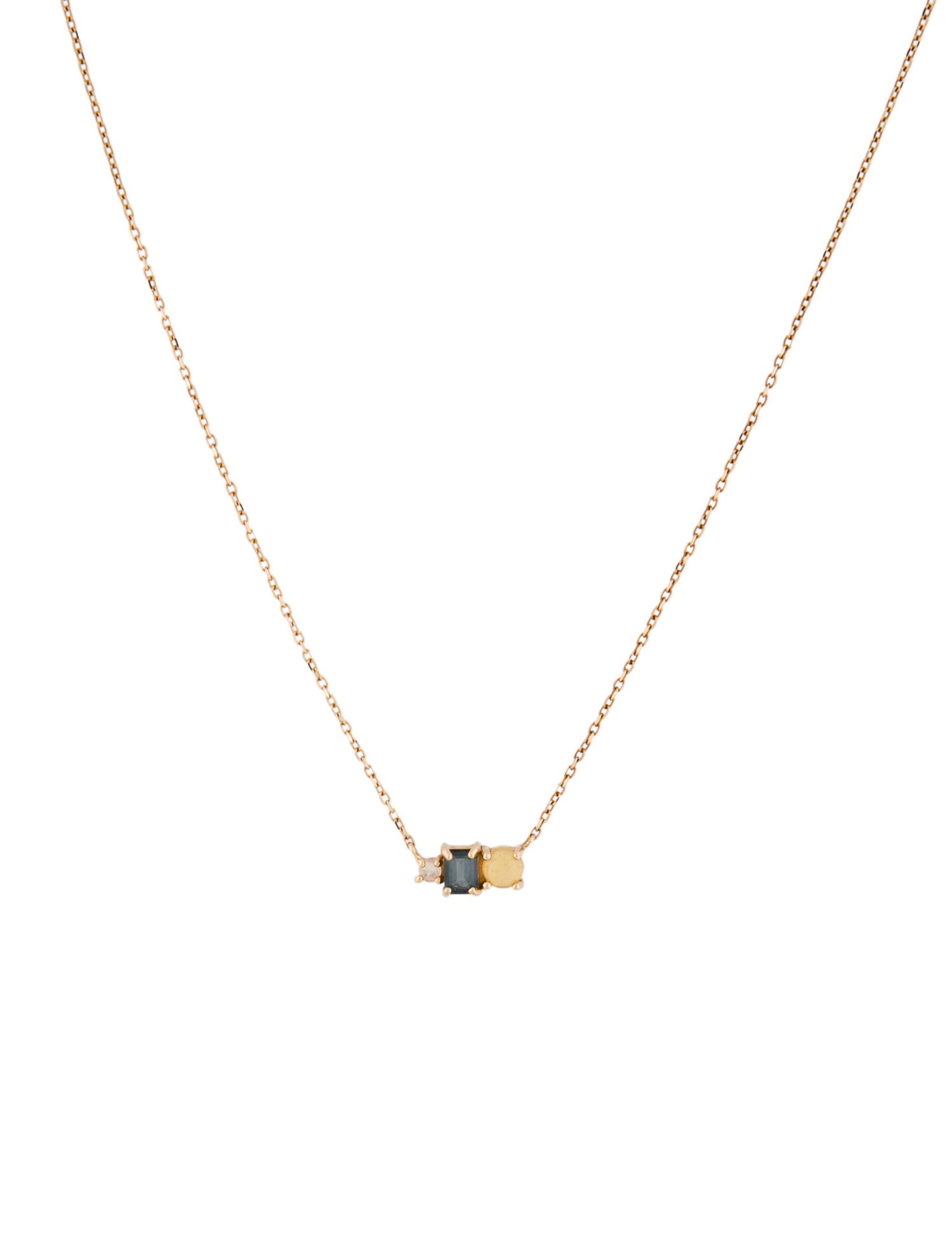 Mejuri 14K Opal, Topaz & Sapphire Pendant Necklace