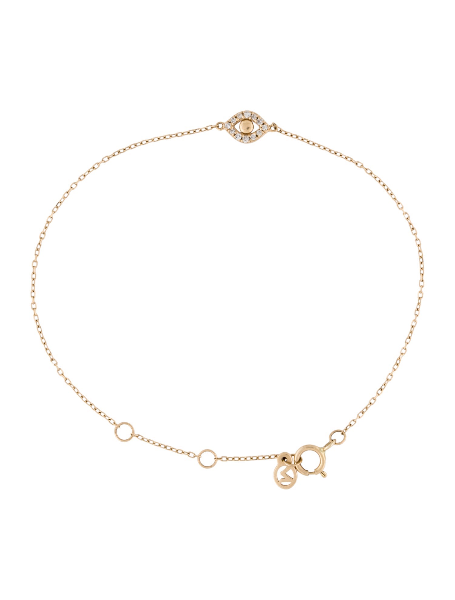 Mejuri 14K Diamond Evil Eye Charm Bracelet