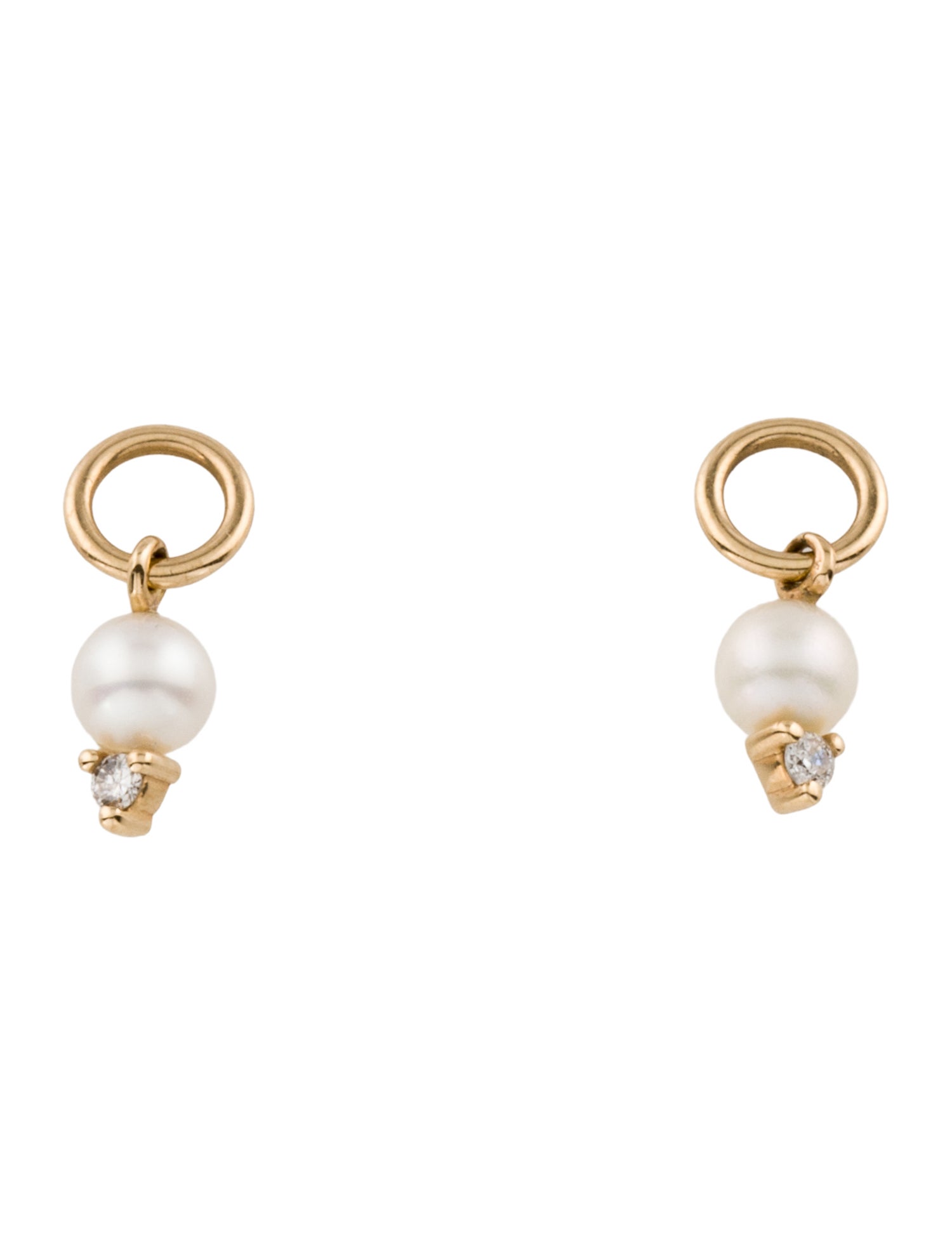 Mejuri 14K Pearl & Diamond Hoop Charm