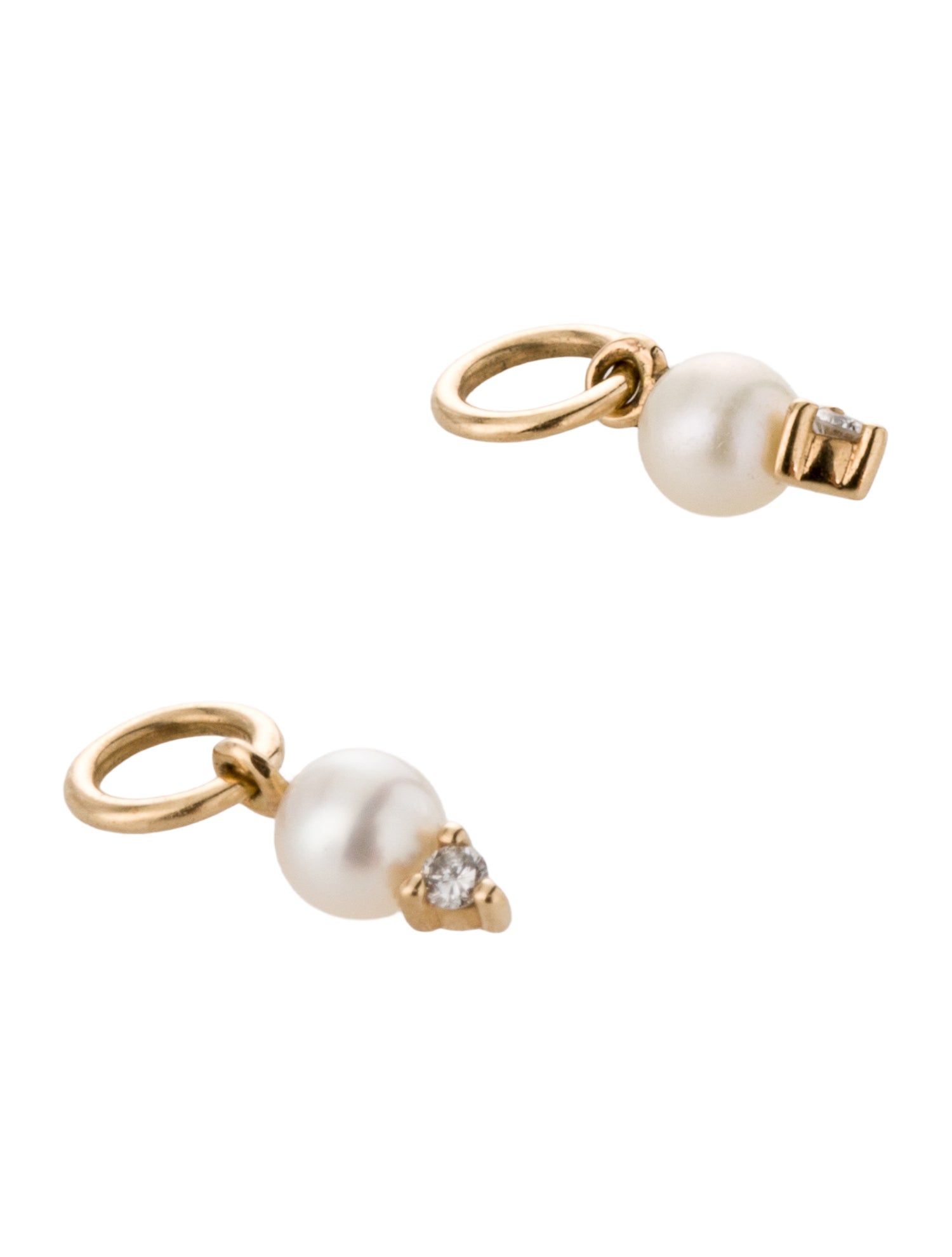 Mejuri 14K Pearl & Diamond Hoop Charm